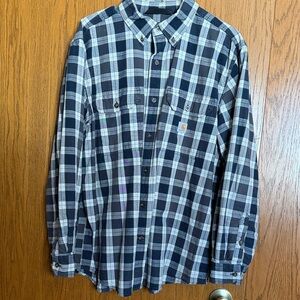 Carhartt Men's Navy and White Checkered Shirt